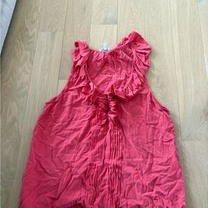 Joie Coral Pink Ruffled Neck Blouse